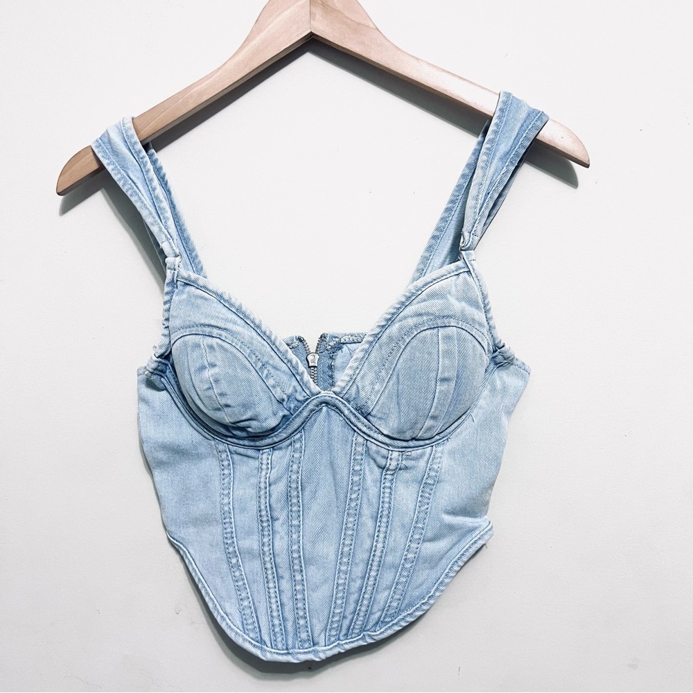 NWT Denim Jean Corset Top